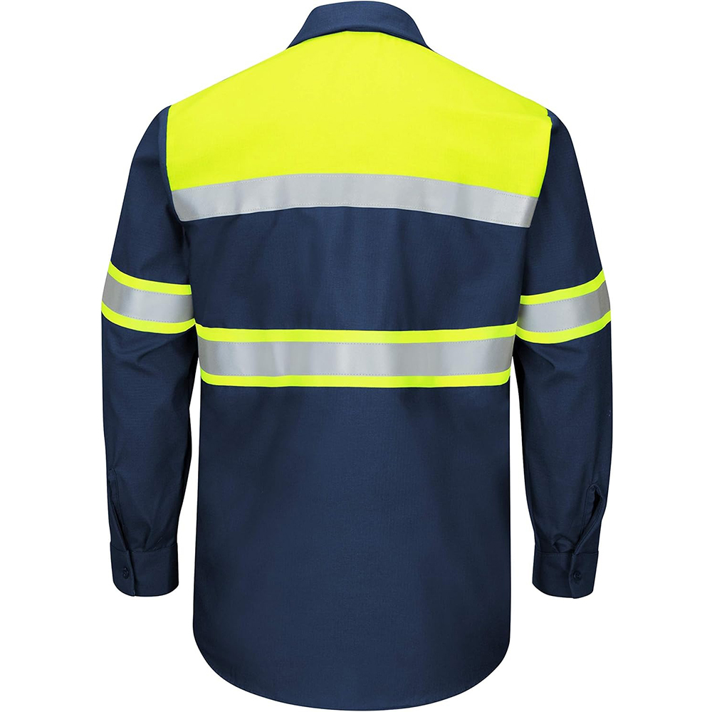 ANSI/ISEA 107 Hi-Vis Flame-Resistant FR Reflective Work Shirt | NFPA 70E Arc Rated | Ripstop Cotton Blend | Custom Logo Available from China Manufacturer