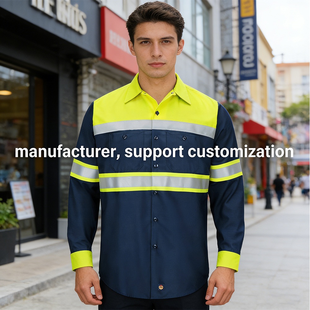 ANSI/ISEA 107 Hi-Vis Flame-Resistant FR Reflective Work Shirt | NFPA 70E Arc Rated | Ripstop Cotton Blend | Custom Logo Available from China Manufacturer