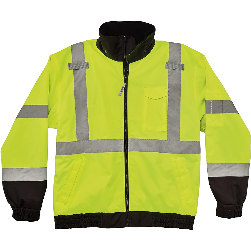ANSI/ISEA 107 Class 3 Hi-Vis 3-in-1 Bomber Safety Jacket | 300D Oxford PU Water Resistant | Zip-Out 220g Microfleece Liner | Mic Tabs & Multiple Pockets | S-5XL
