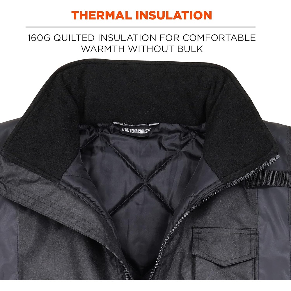 Extreme Cold Weather Work Jacket Rated to -30°F |300D Oxford PU Waterproof Shell | Black Reflective Tape