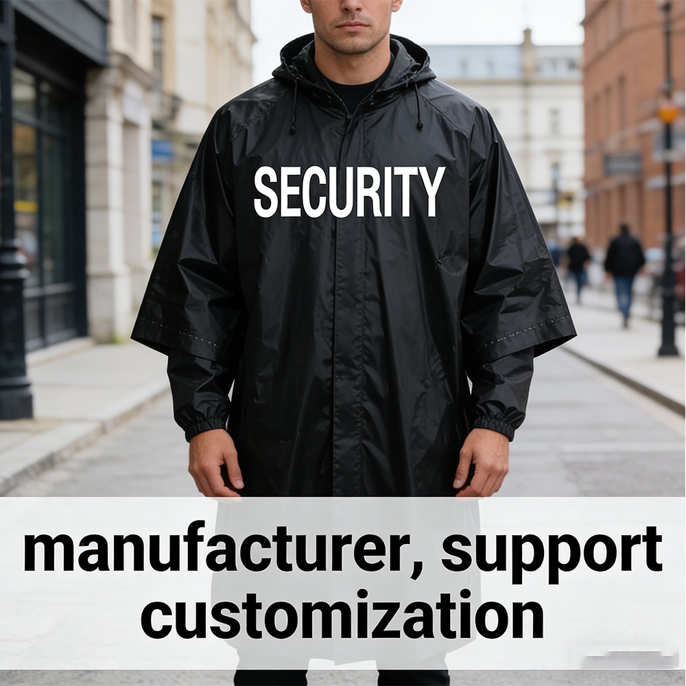 Security Rain Poncho – Waterproof PVC with "SECURITY" Custom Colors & Logo for Security Teams