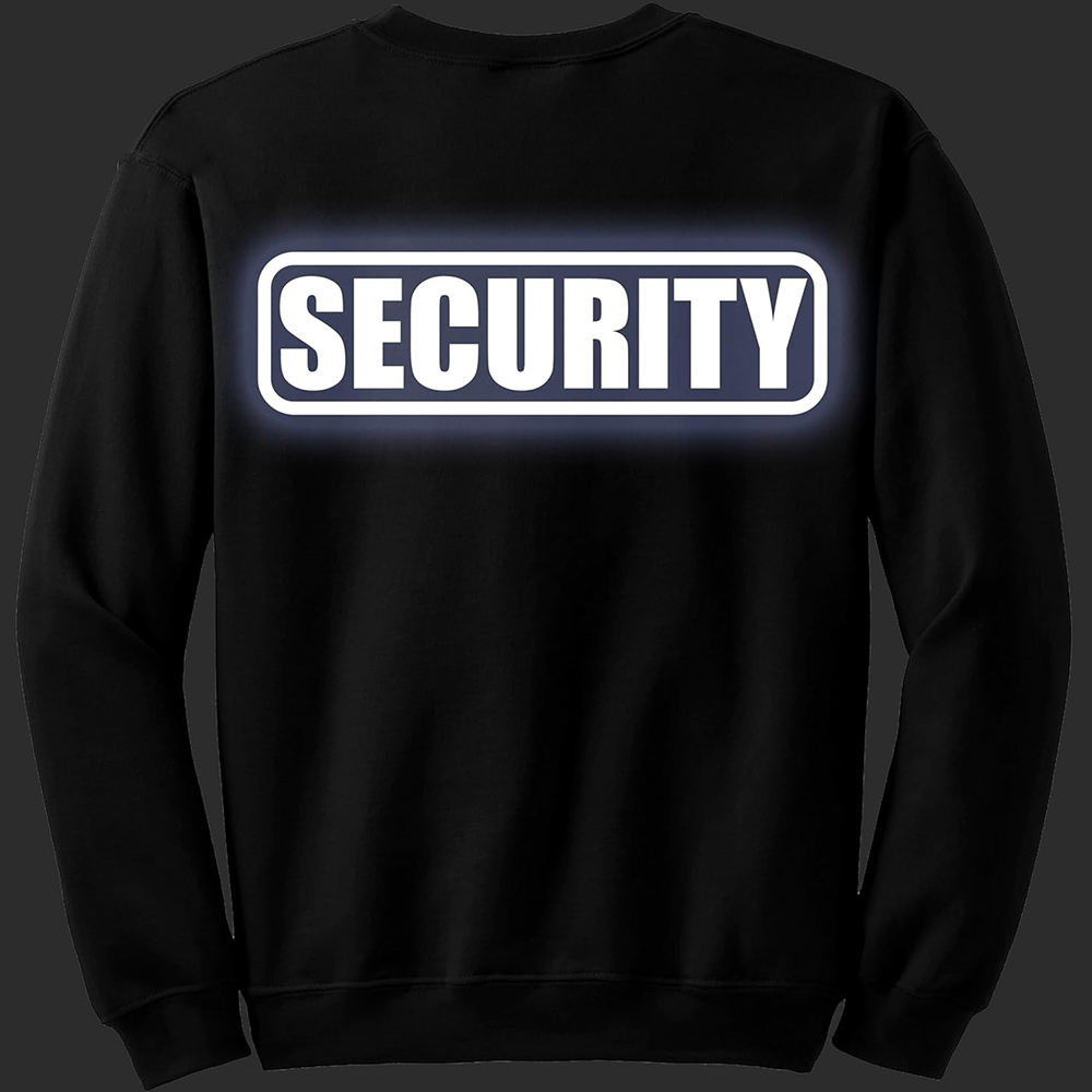 Security Crewneck Sweatshirt | Custom Logo & Reflective Print | Bulk OEM Supplier