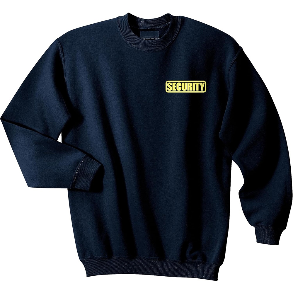 Security Crewneck Sweatshirt | Custom Logo & Reflective Print | Bulk OEM Supplier