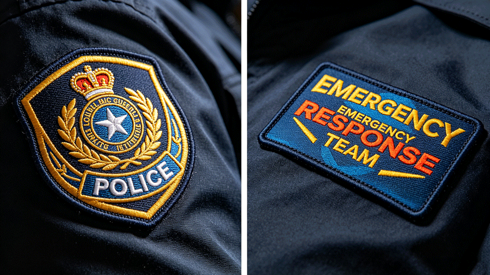 Embroidery vs heat transfer comparison for security uniform logos
