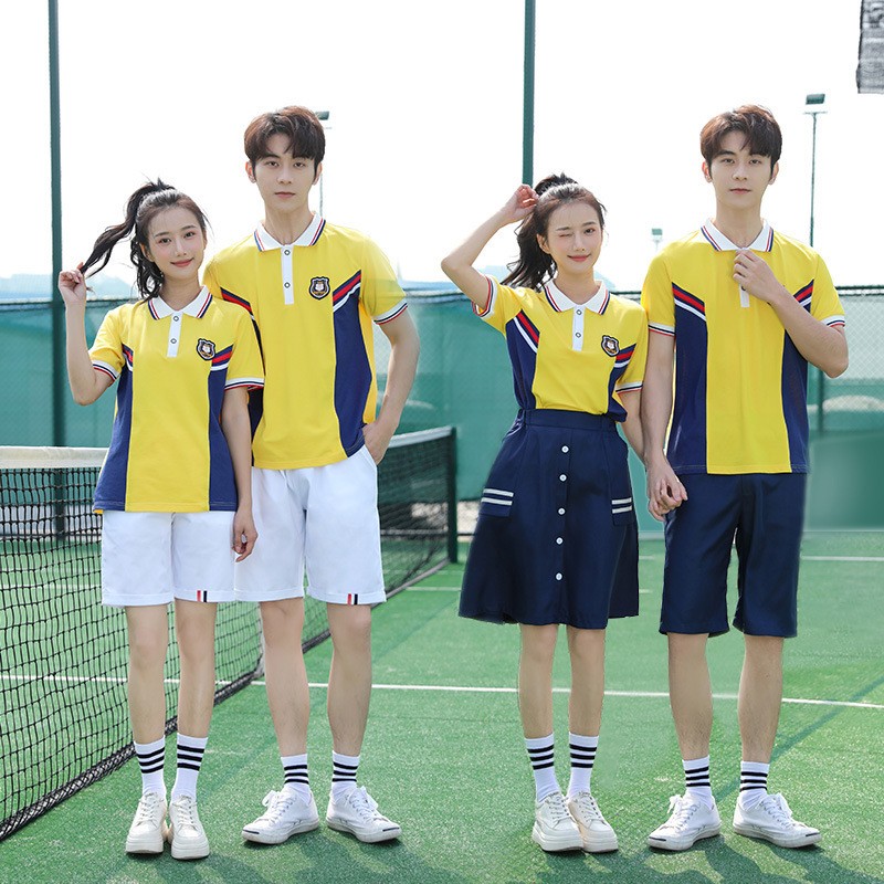 Vibrant Yellow Sports Uniform | Conjunto de polo y pantalones cortos de verano personalizados