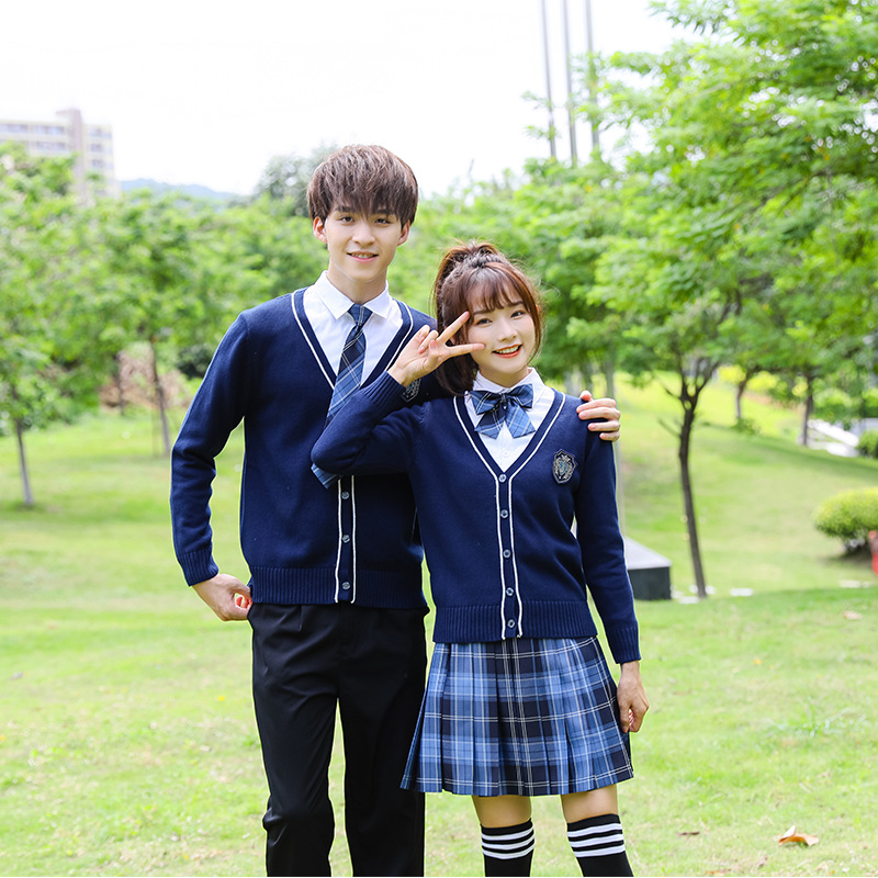 British Academic Knitwear Set | Custom V-Neck Vest & Plaid Skirt Uniform