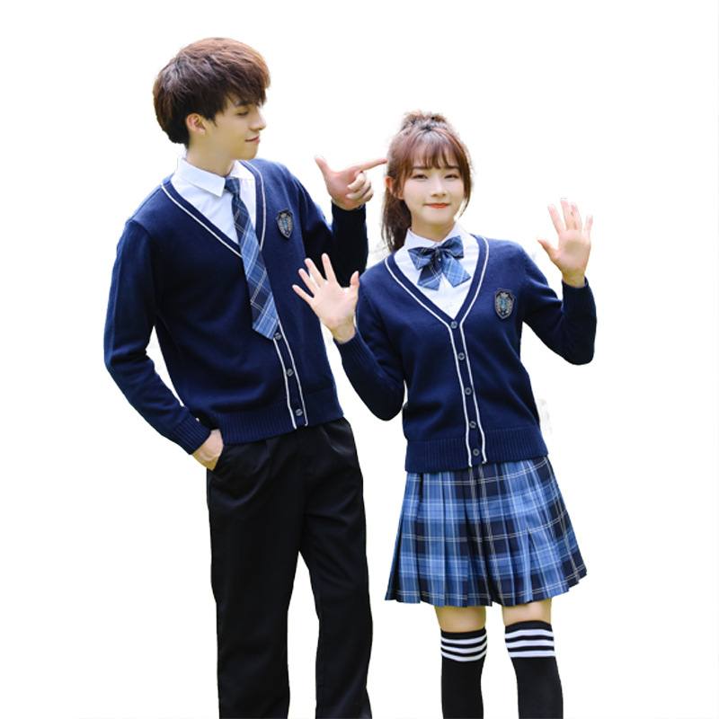 British Academic Knitwear Set | Custom V-Neck Vest & Plaid Skirt Uniform