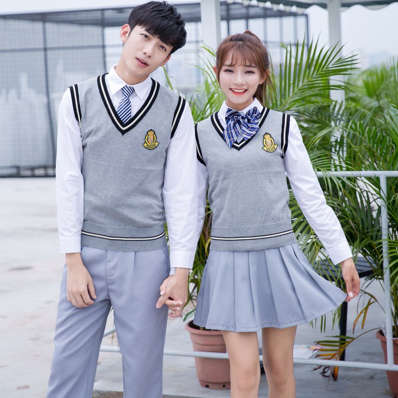 Custom Knit Vest Uniform | 5-Color British Style School Set