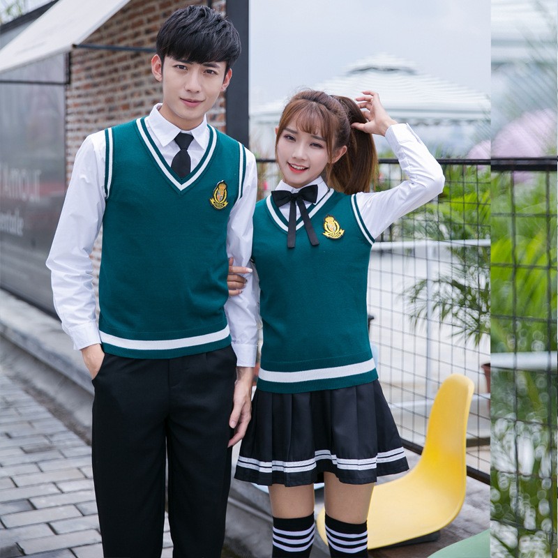 Custom Knit Vest Uniform | 5-Color British Style School Set