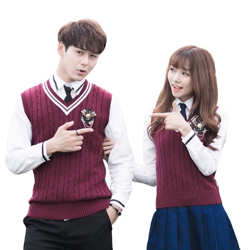 Custom Knit Vest Uniform | 5-Color British Style School Set