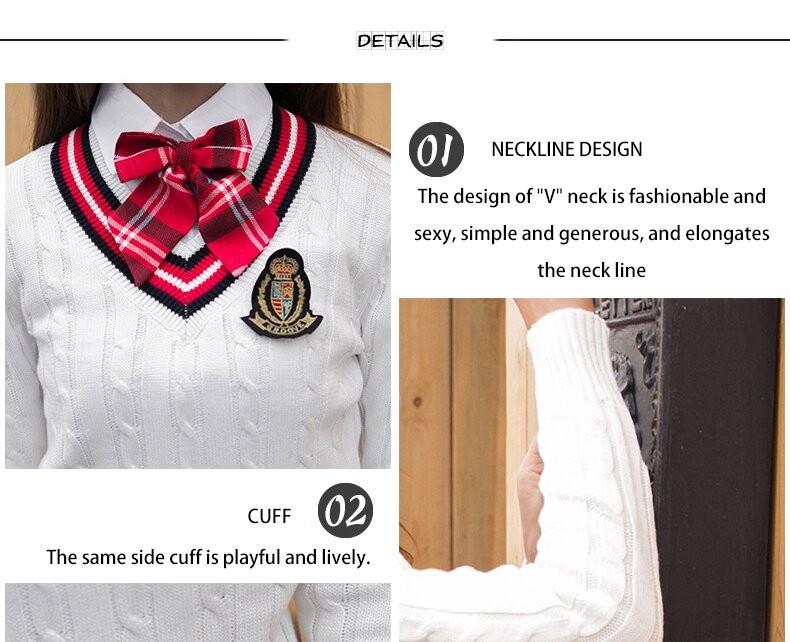  British Knitwear School Set | Cable Knit Sweater & Plaid Skirt Uniform 