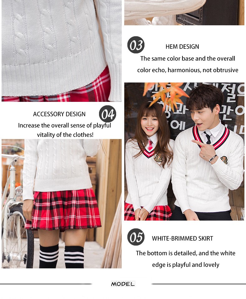 British Knitwear School Set | Cable Knit Sweater & Plaid Skirt Uniform