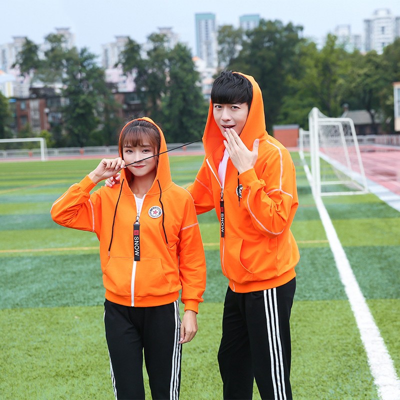 Vibrant Orange Sports Set | Custom Hooded Uniform for School Activities
