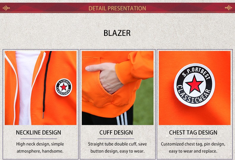 Vibrant Orange conjunto de deportes | Uniforme con capucha personalizado para actividades escolares