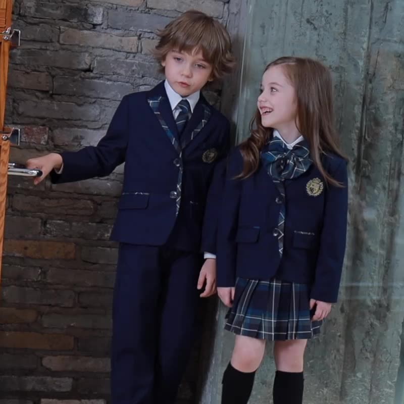Classic Style Childrens Formal Uniform | Custom Blazer & Plaid Skirt Set