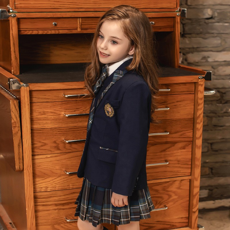 Classic Style Childrens Formal Uniform | Custom Blazer & Plaid Skirt Set