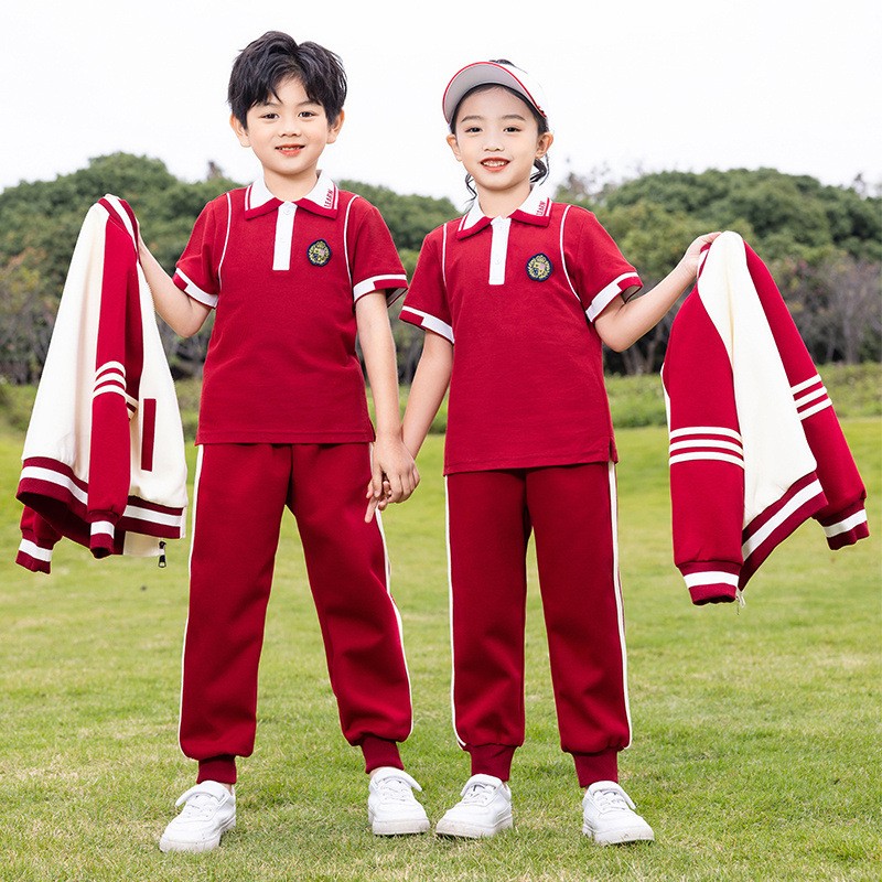 Custom Childrens Baseball Uniform Set | Red & Khaki School Wear Manufacturer