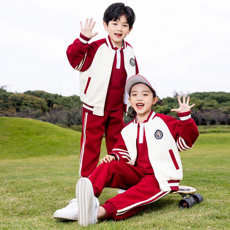 Custom Childrens Baseball Uniform Set | Red & Khaki School Wear Manufacturer