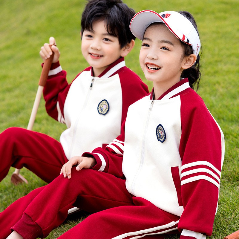 Custom Childrens Baseball Uniform Set | Red & Khaki School Wear Manufacturer