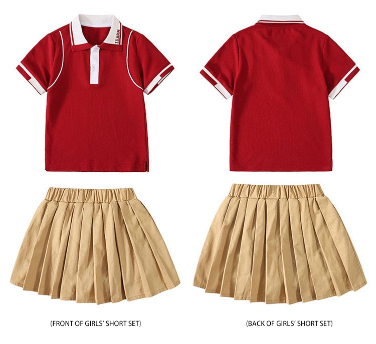 Conjunto de uniformes de béisbol para niños personalizados | Fabricante de ropa escolar rojo y caqui
