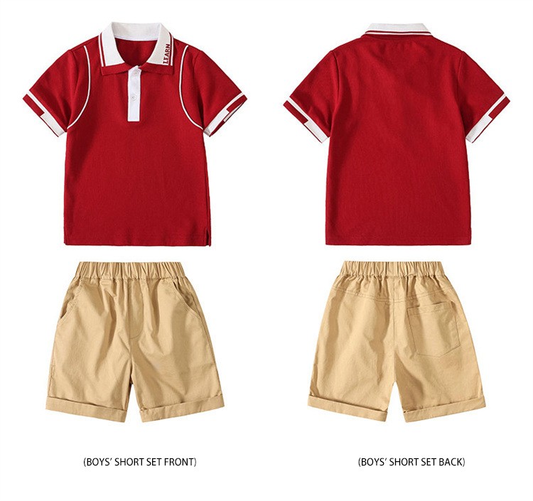 Conjunto de uniformes de béisbol para niños personalizados | Fabricante de ropa escolar rojo y caqui