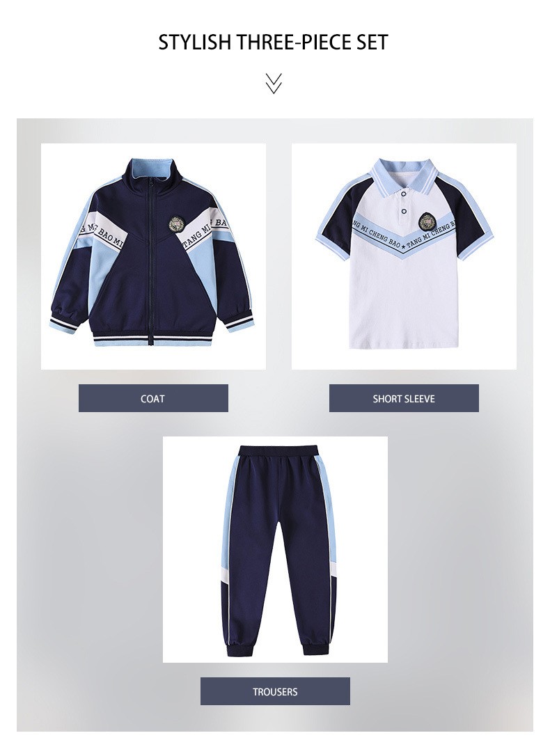 conjunto de ropa deportiva de campus personalizado | Fabricante de uniformes atléticos azul marino y azul claro
