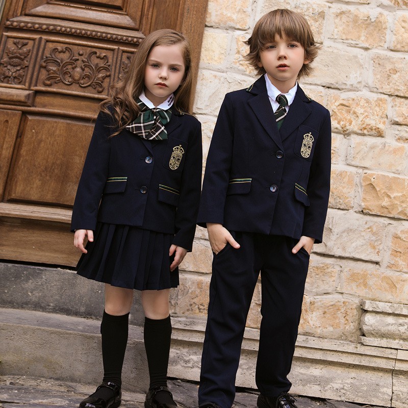 Personalizable con logo de un solo pecho formal clásico estilo británico escuela Blazer Set