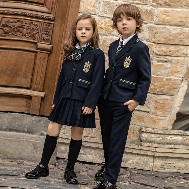 Customizable with Logo Single-Breasted Formal Classic British Style School Blazer Set