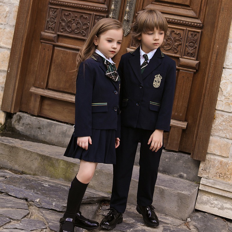 Customizable with Logo Single-Breasted Formal Classic British Style School Blazer Set