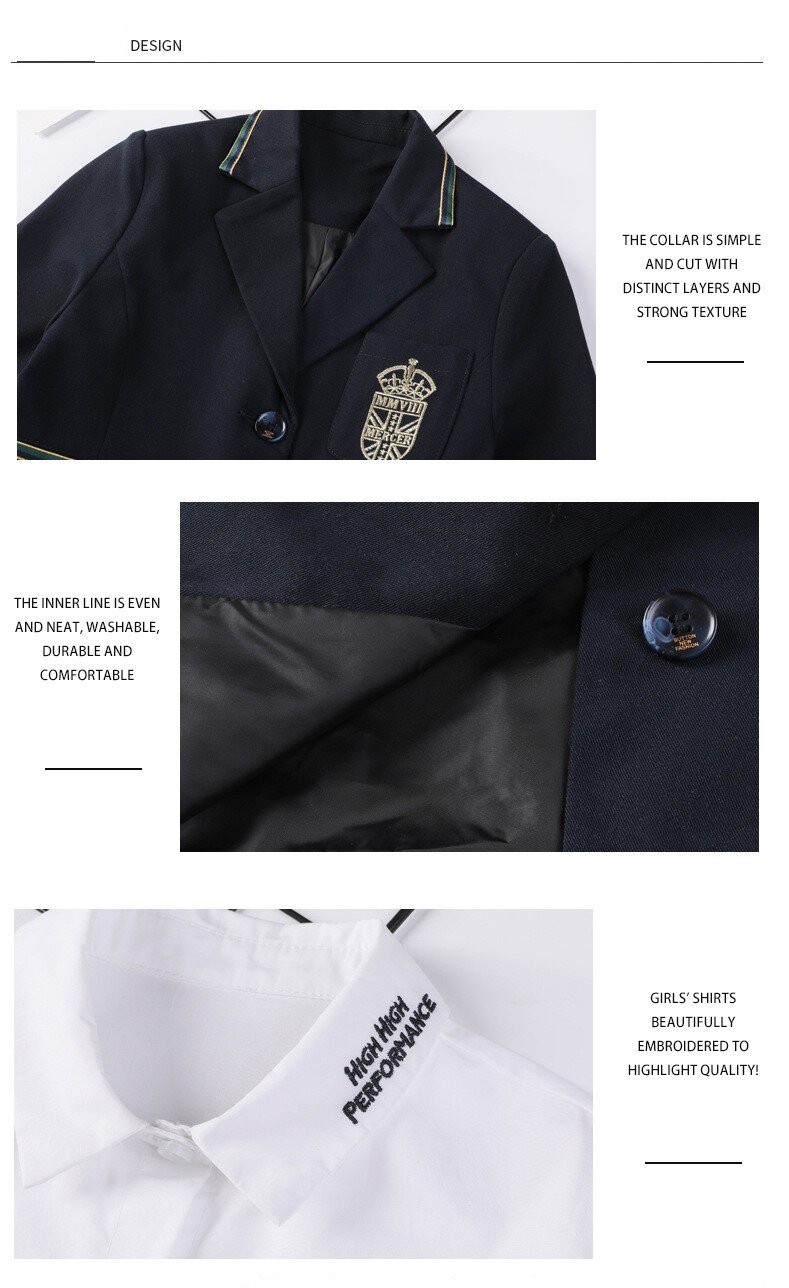 Personalizable con Logo Single-Breasted Formal Clásico Estilo Británico Escuela Blazer Set