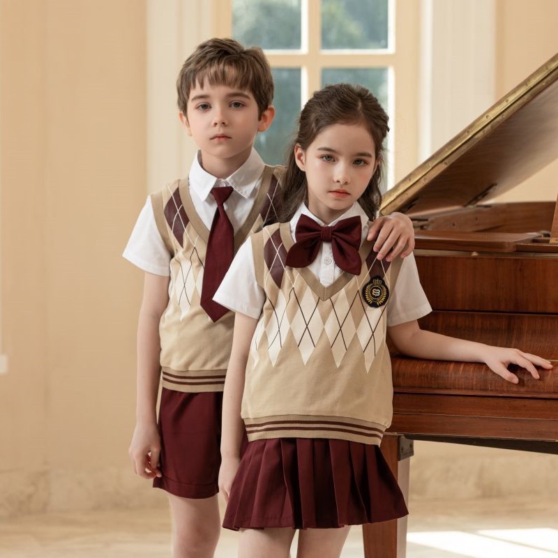 Custom School Uniform Sets | Diamond Knit Vest Collection - Bulk Order Supplier