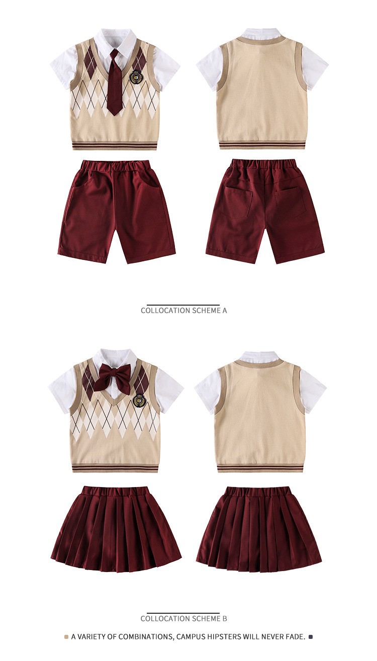 Conjuntos de uniformes escolares personalizados | Colección de chaleco de punto de diamante-Proveedor de pedidos a granel