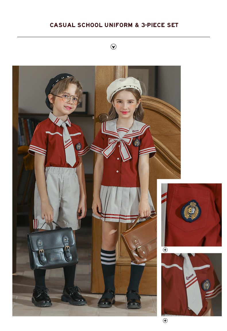 Uniformes de la escuela náutica roja y gris | Soluciones personalizadas K-12 | Proveedor a granel