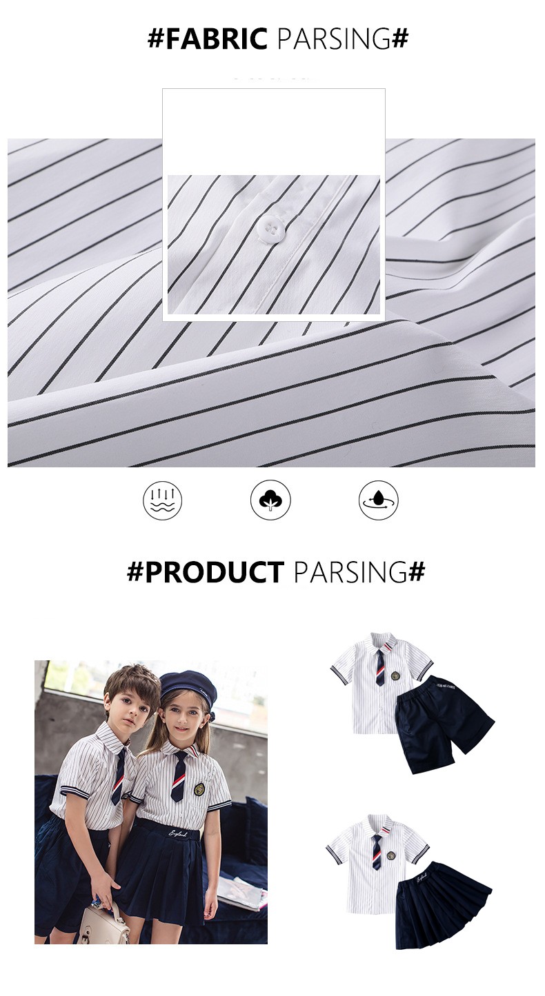 Conjuntos académicos de rayas y azul marino | Uniformes escolares internacionales | Proveedor de diseño personalizado
