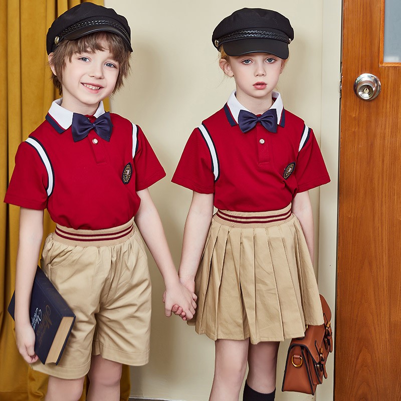 Juegos de polo rojo vintage | Uniformes de preescolar a escuela media | Proveedor de pedidos a granel