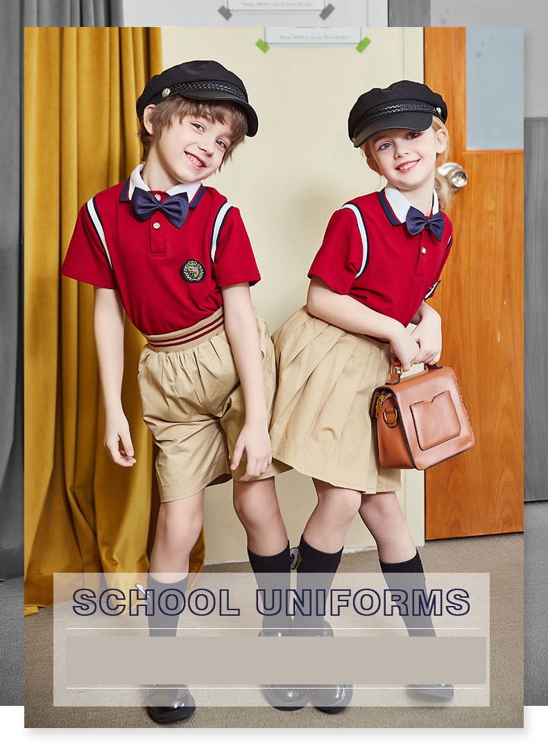 Vintage Red Polo Sets | Uniformes préscolaire à collège | Fournisseur de commande en gros