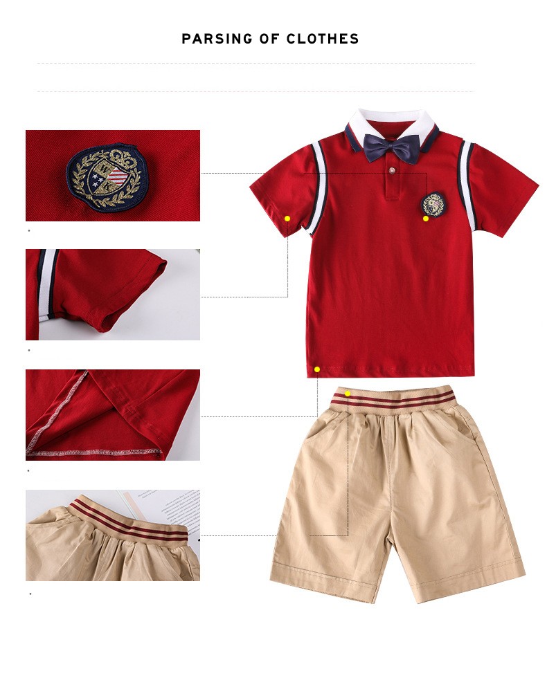 Vintage Red Polo Sets | Uniformes préscolaire à collège | Fournisseur de commande en gros
