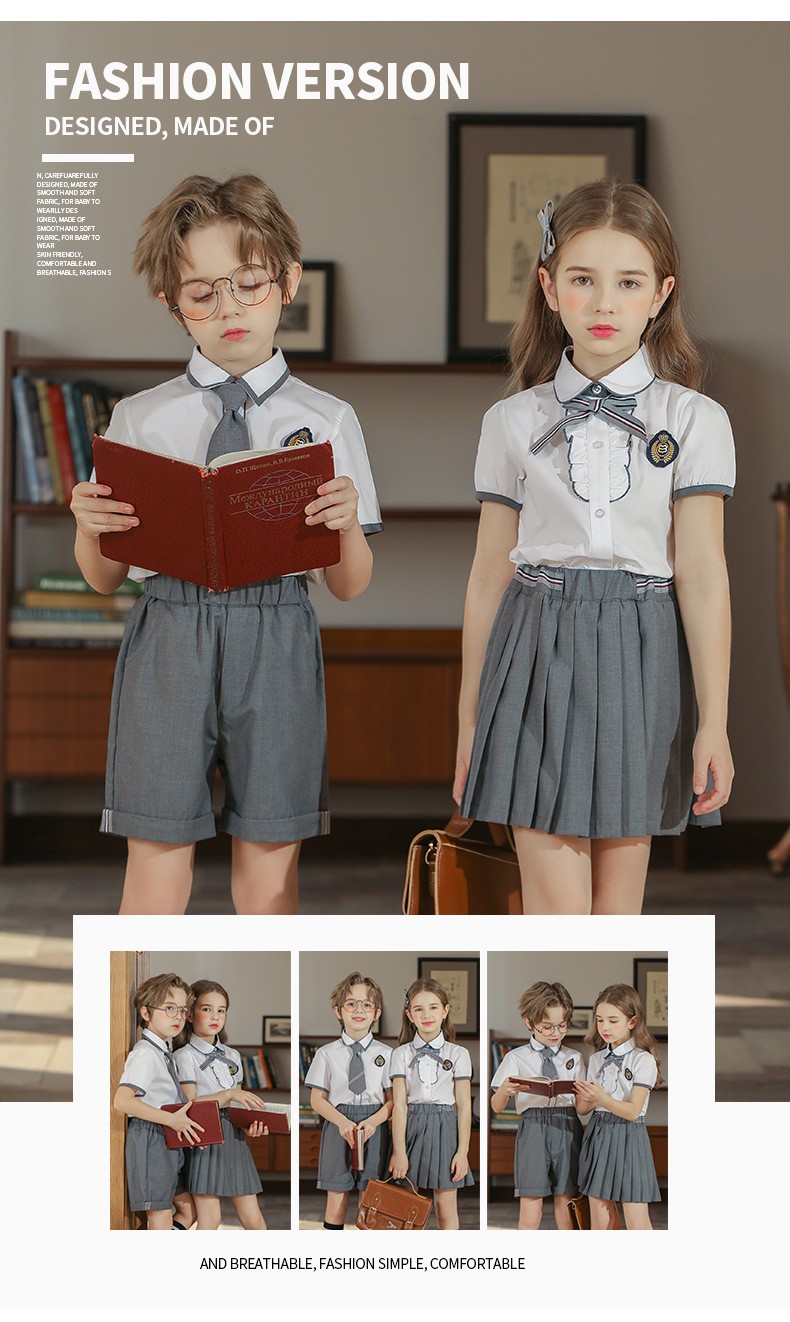 Uniformes escolares blancos y carboncillo | Colección de grado K-8 | Bienvenida de pedidos personalizados