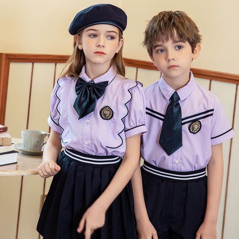 Custom School Uniform Sets | Lavender & Navy Style | Direct Manufacturer
