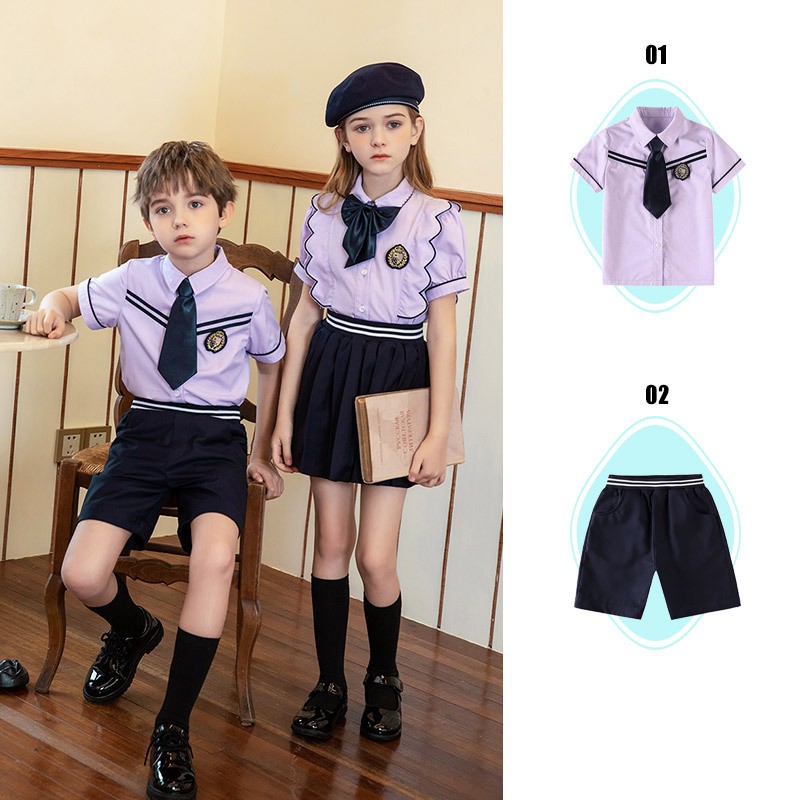 Custom School Uniform Sets | Lavender & Navy Style | Direct Manufacturer