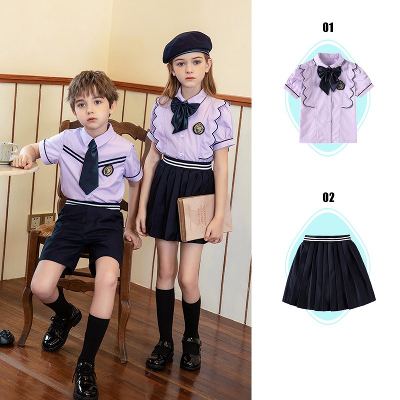 Custom School Uniform Sets | Lavender & Navy Style | Direct Manufacturer