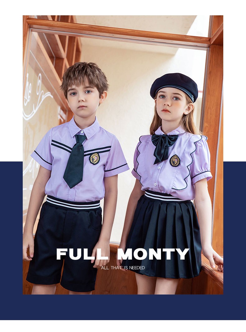 Conjuntos de uniformes escolares personalizados | Estilo Lavanda & Navy | Fabricante Directo 