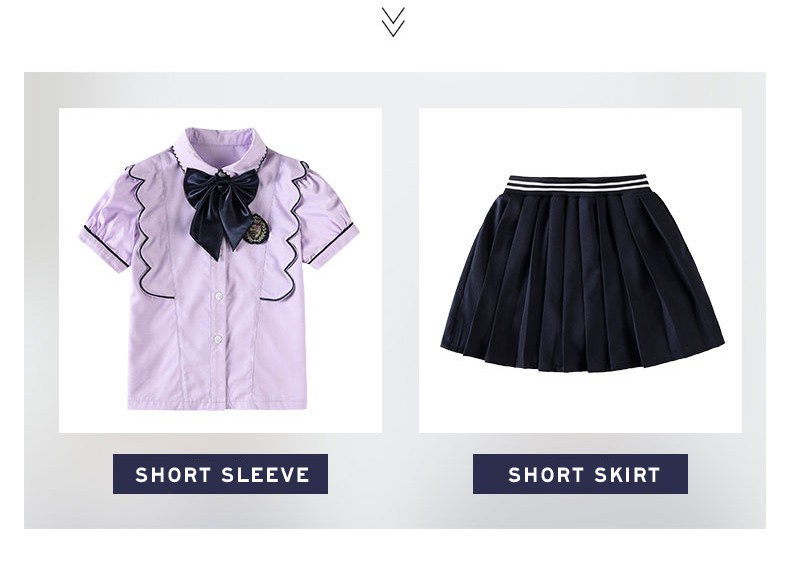  Conjuntos de uniformes escolares personalizados | Estilo Lavanda & Navy | Fabricante Directo 