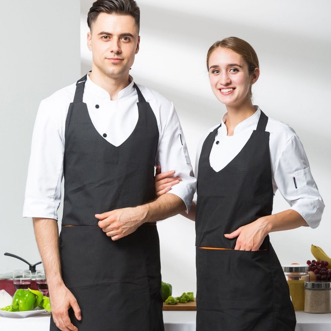 Modern Neck-Loop Chef Aprons | Customizable Designs | Factory Direct
