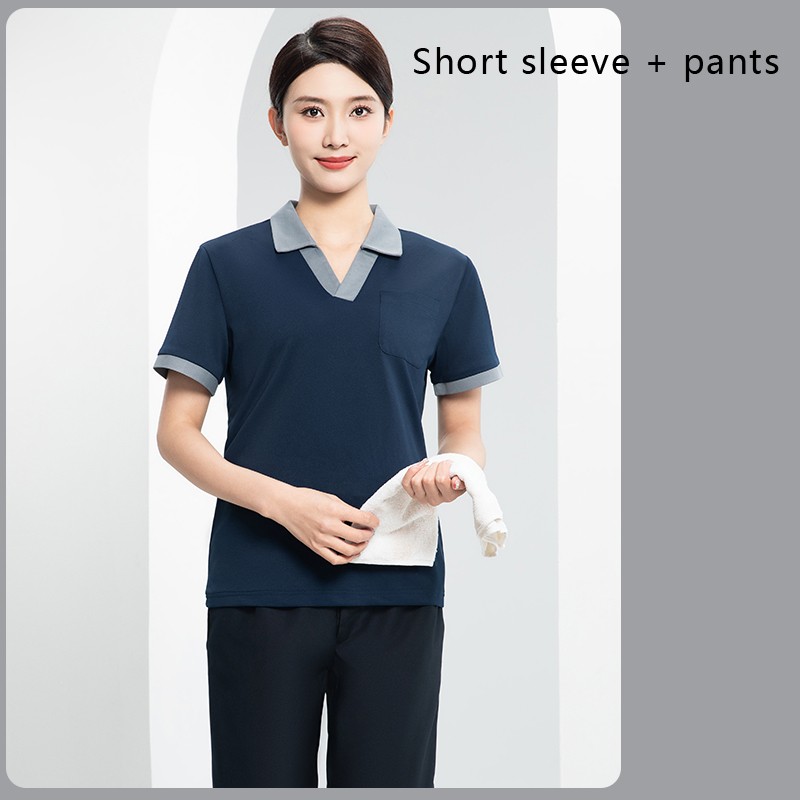 Unisex Hotel Cleaner Uniforms | Color-Block Polo Collection | Custom Workwear