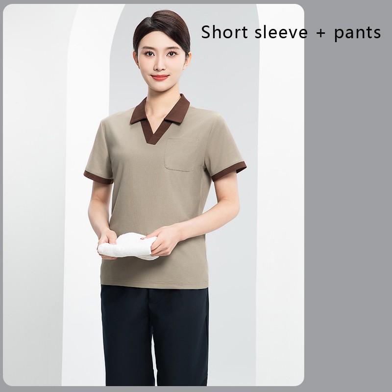 Unisex Hotel Cleaner Uniforms | Color-Block Polo Collection | Custom Workwear