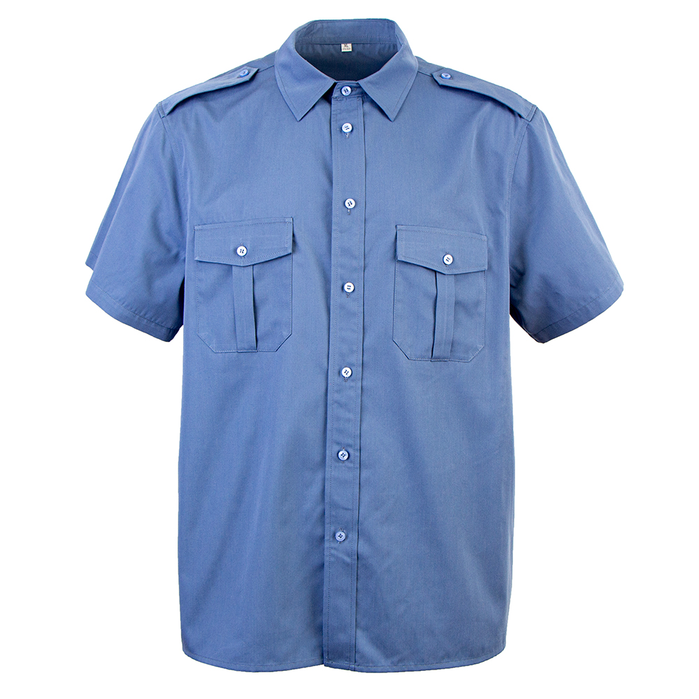 Professional Blue Security Shirt | Custom Logo & Patch Areas | OEM Manufacturer