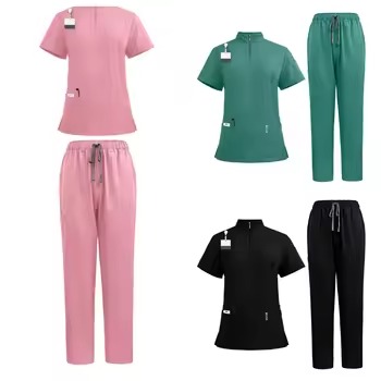 مقشر طبي بياقة المندرين _ زي موحد احترافي للرعاية الصحية _ تصميم متعدد الوظائف